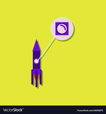 Flat icon design rocket illuminator in sticker vector image