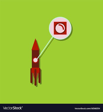 Flat icon design rocket illuminator in sticker vector image