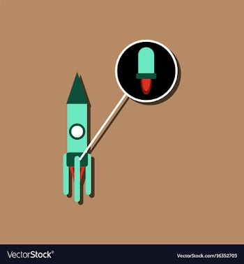 Flat icon design rocket in sticker style vector image