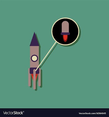 Flat icon design rocket in sticker style vector image