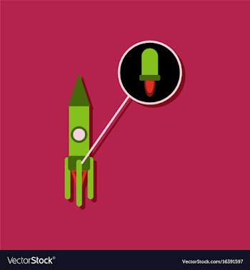 Flat icon design rocket in sticker style vector image