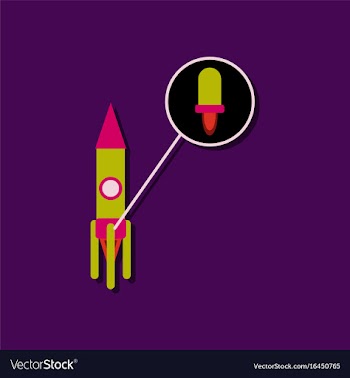 Flat icon design rocket in sticker style vector image