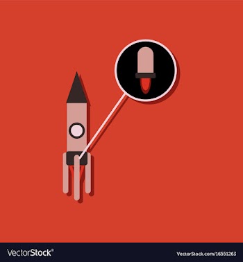 Flat icon design rocket in sticker style vector image