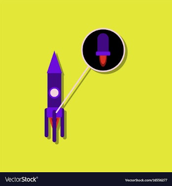 Flat icon design rocket in sticker style vector image