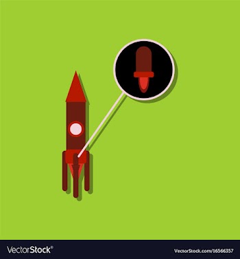 Flat icon design rocket in sticker style vector image
