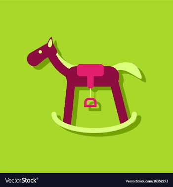 Flat icon design rocking horse in sticker style vector image