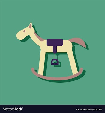 Flat icon design rocking horse in sticker style vector image