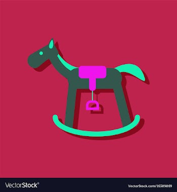 Flat icon design rocking horse in sticker style vector image