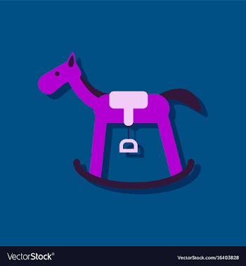 Flat icon design rocking horse in sticker style vector image