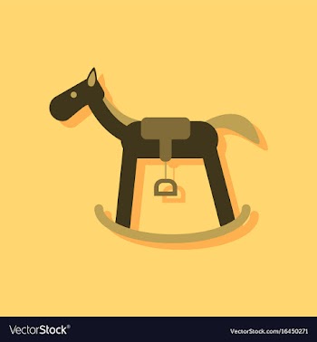 Flat icon design rocking horse in sticker style vector image