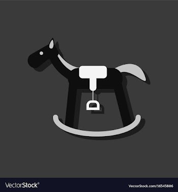 Flat icon design rocking horse in sticker style vector image
