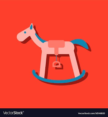 Flat icon design rocking horse in sticker style vector image