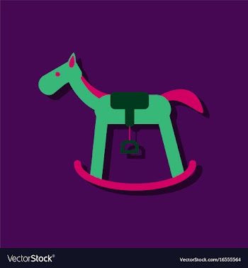 Flat icon design rocking horse in sticker style vector image