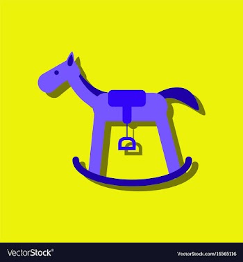 Flat icon design rocking horse in sticker style vector image