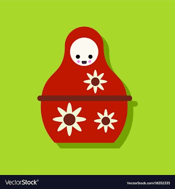 Flat icon design russian doll in sticker style vector image