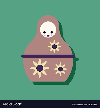 Flat icon design russian doll in sticker style vector image