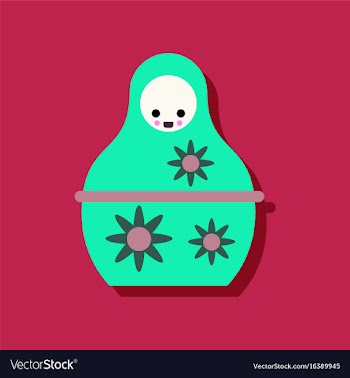 Flat icon design russian doll in sticker style vector image