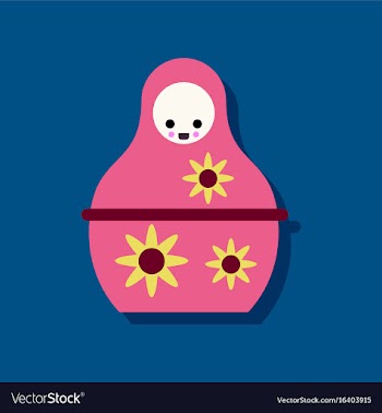 Flat icon design russian doll in sticker style vector image