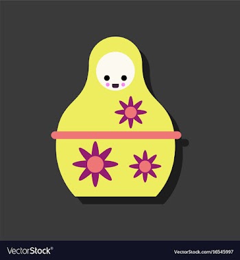 Flat icon design russian doll in sticker style vector image