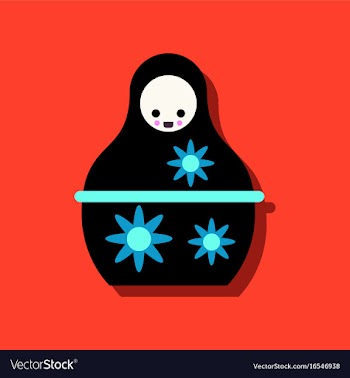 Flat icon design russian doll in sticker style vector image