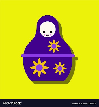 Flat icon design russian doll in sticker style vector image