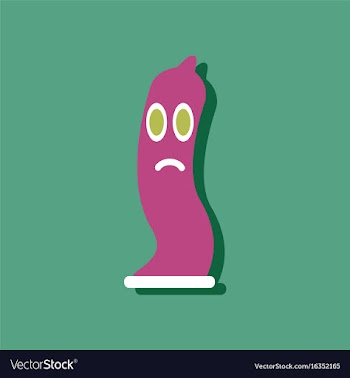 Flat icon design sad condom silhouette in sticker vector image