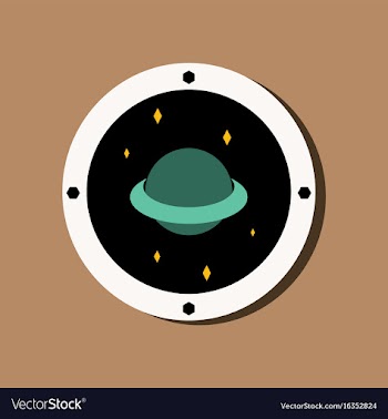 Flat icon design saturn orbit in sticker style vector image