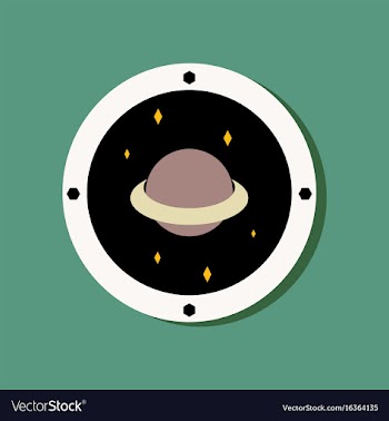 Flat icon design saturn orbit in sticker style vector image