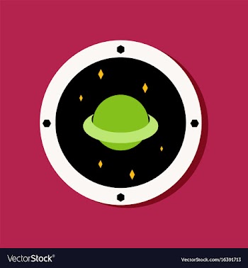 Flat icon design saturn orbit in sticker style vector image