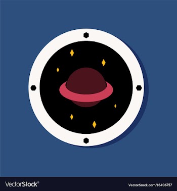 Flat icon design saturn orbit in sticker style vector image