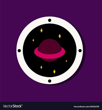 Flat icon design saturn orbit in sticker style vector image