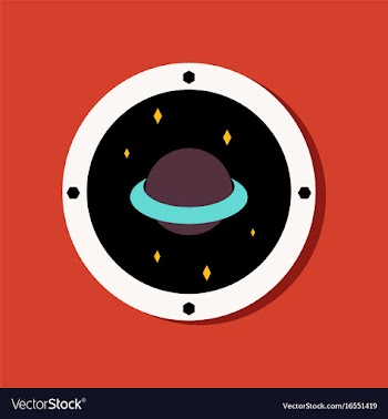 Flat icon design saturn orbit in sticker style vector image