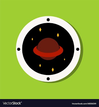 Flat icon design saturn orbit in sticker style vector image