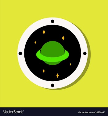 Flat icon design saturn orbit in sticker style vector image