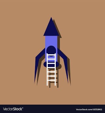 Flat icon design space rocket in sticker style vector image