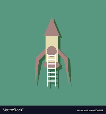 Flat icon design space rocket in sticker style vector image