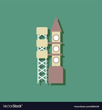 Flat icon design space rocket in sticker style vector image