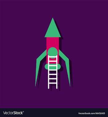 Flat icon design space rocket in sticker style vector image