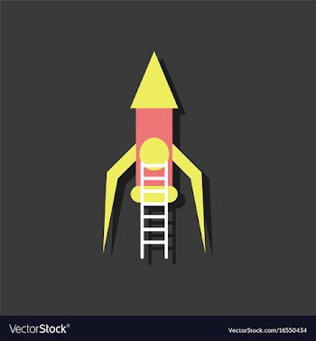 Flat icon design space rocket in sticker style vector image