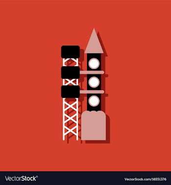 Flat icon design space rocket in sticker style vector image