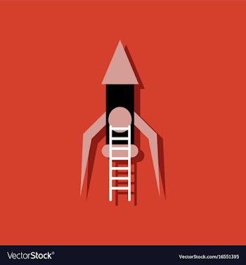 Flat icon design space rocket in sticker style vector image