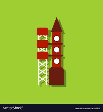 Flat icon design space rocket in sticker style vector image