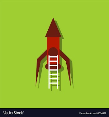 Flat icon design space rocket in sticker style vector image