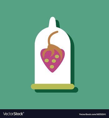 Flat icon design strawberry condom silhouette in vector image