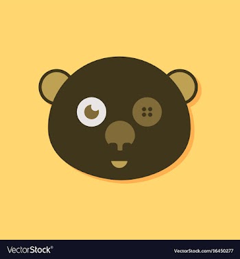 Flat icon design teddy bear face in sticker style vector image