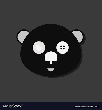 Flat icon design teddy bear face in sticker style vector image
