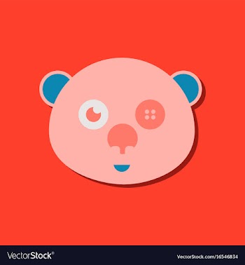 Flat icon design teddy bear face in sticker style vector image