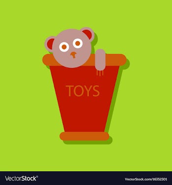 Flat icon design teddy bear in bucket in sticker vector image