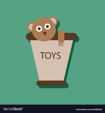 Flat icon design teddy bear in bucket in sticker vector image