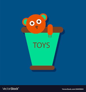 Flat icon design teddy bear in bucket in sticker vector image